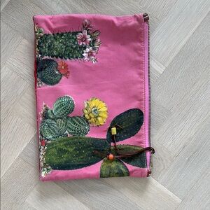 Pink Cactus Print Pouch